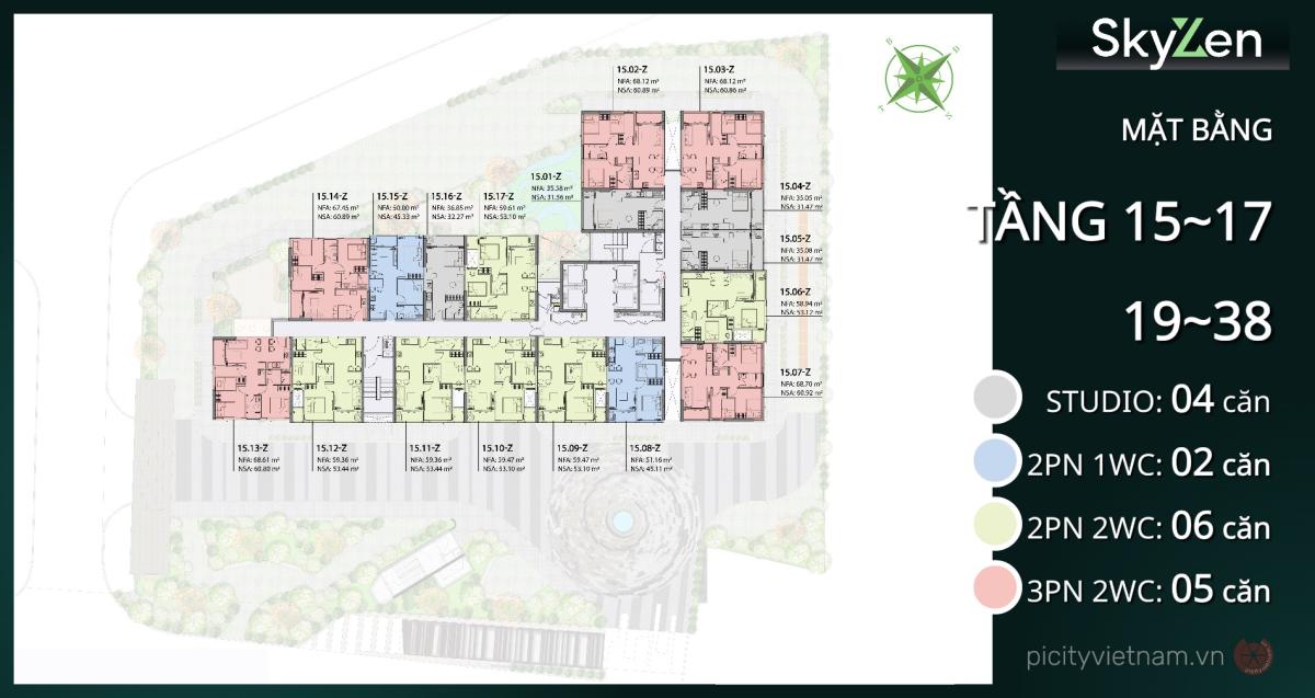 Mặt bằng tầng 4-10