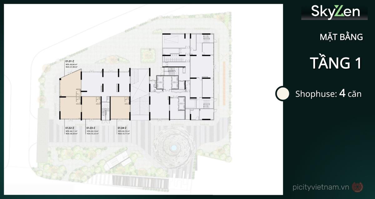 Mặt bằng tầng 1 skyzen