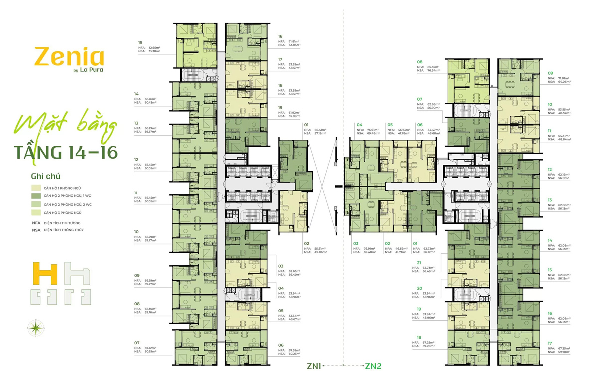 Mặt bằng tầng 14-16