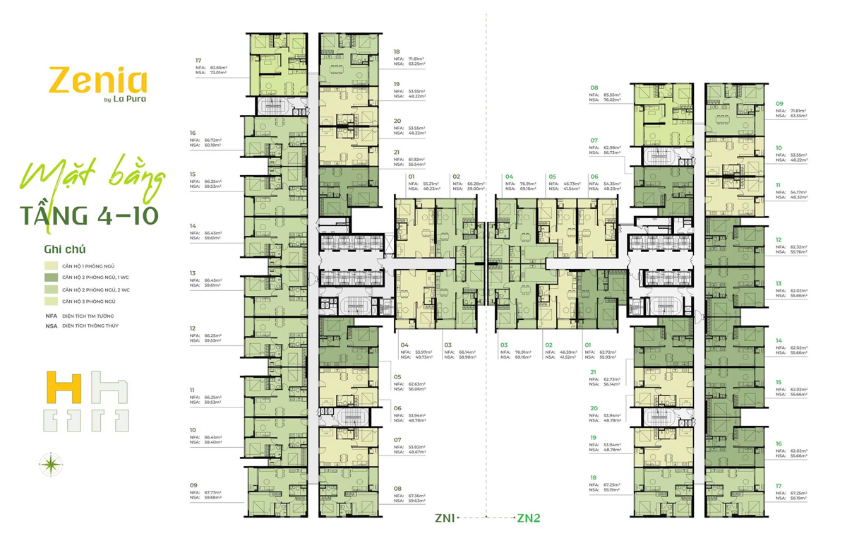 Mặt bằng  la pura tầng 4-10