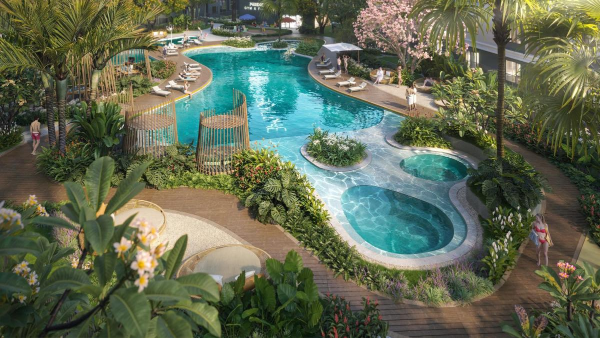 tiện ích căn hộ Green Skyline Dĩ An hồ bơi